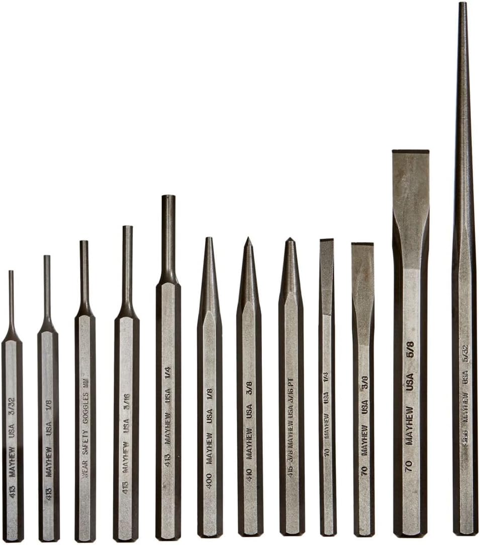 Mayhew Tools Select Punch and Chisel Set - 12-Piece Black Set
