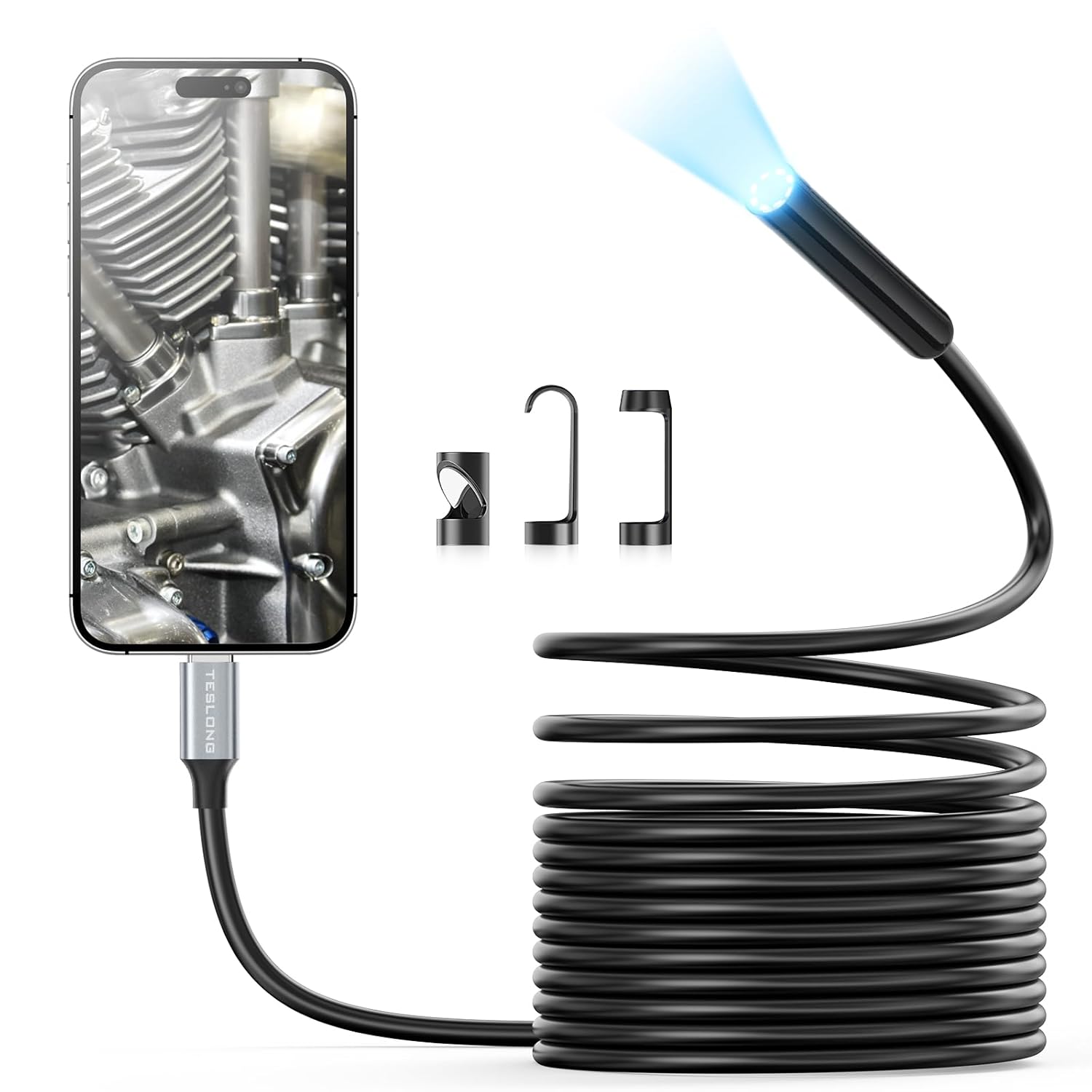 Teslong HD Borescope: 10FT Snake Camera with 8 LEDs