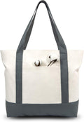 Canvas Tote Bag 6-Pack with Zipper and External Pocket - Durable Carry