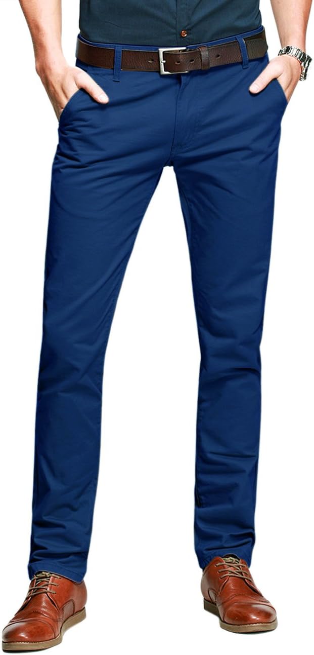 Match Mens Slim Tapered Flat Front Casual Pants for Style