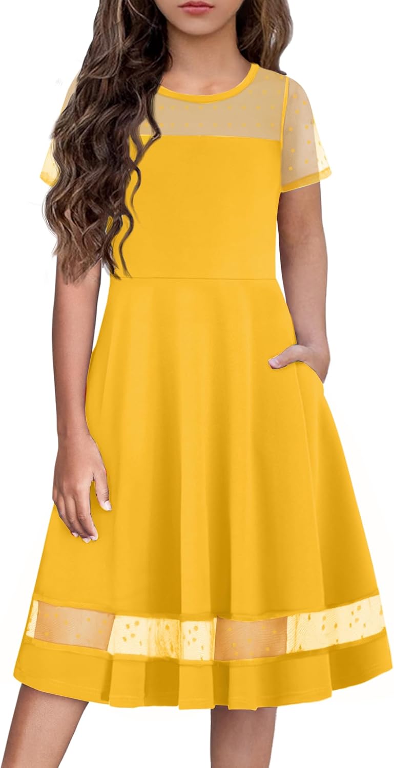 Arshiner Tween Girls Dress with Pockets for Parties and More