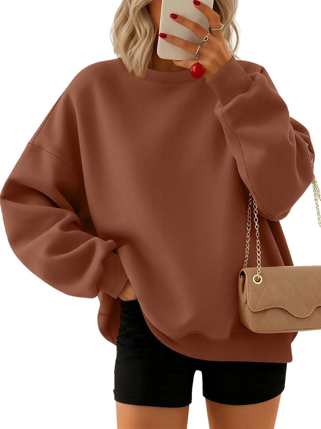 Trendy Queen Oversized Crewneck Sweatshirts for Women Fashion