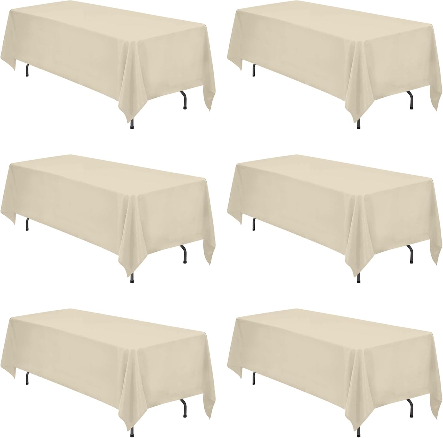 Premium 6 Pack Beige Tablecloths for 6ft or 8ft Tables