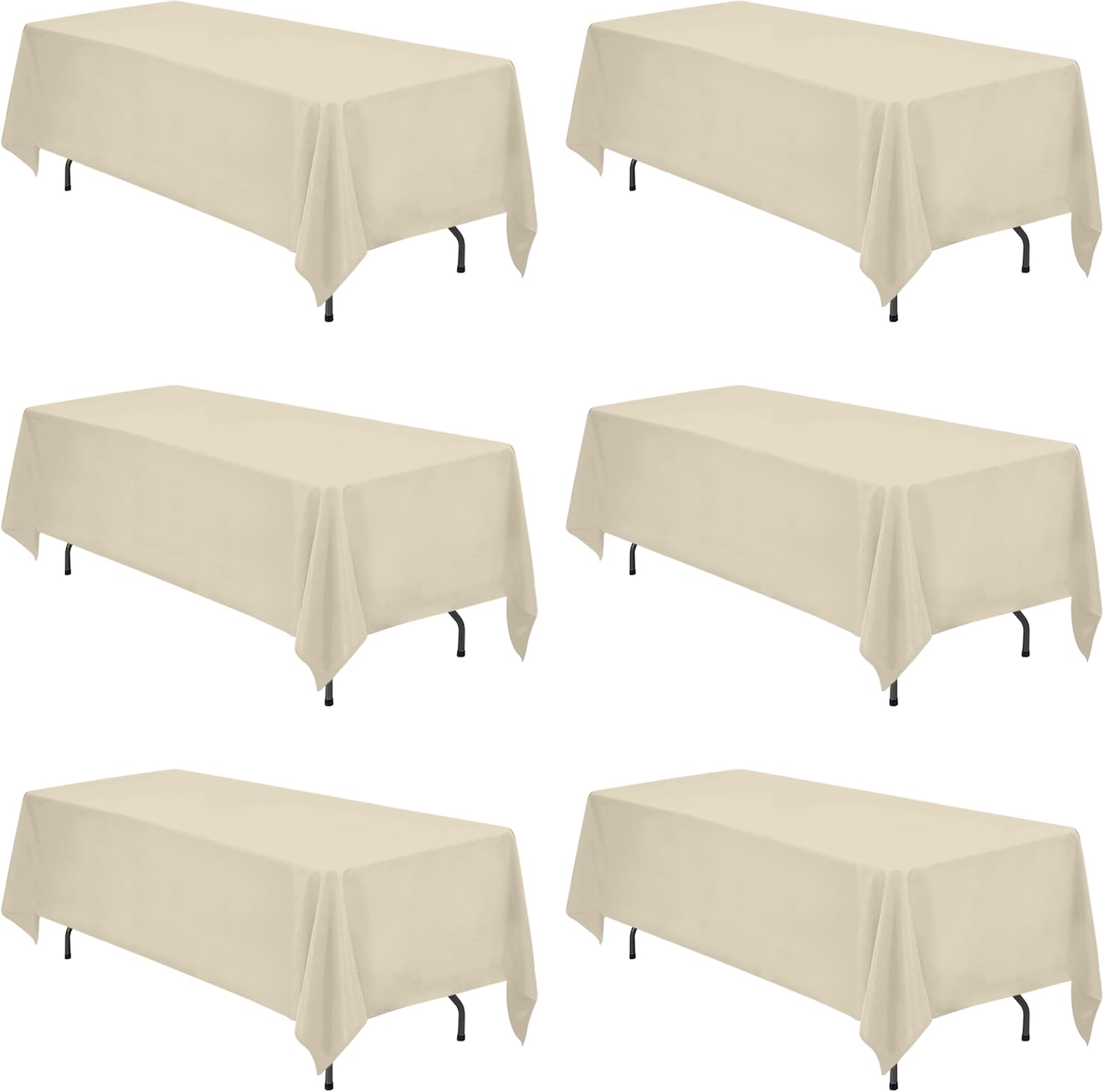 Premium 6 Pack Beige Tablecloths for 6ft or 8ft Tables