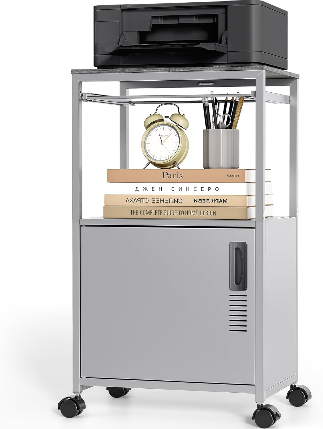 TOOLF Printer Stand with Cabinet & Wheels