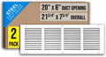 Fits 20x6 Duct Opening Steel Return Air Grille 2 Pack - Durable White