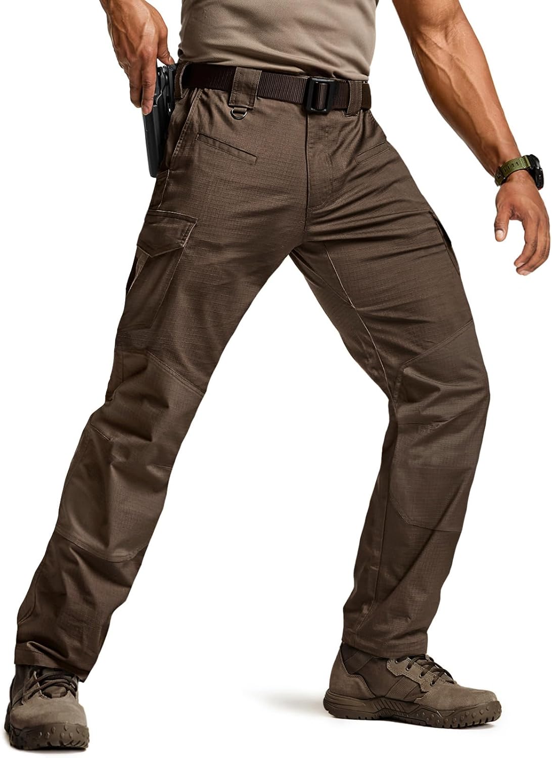 CQR Men's Flex Ripstop Tactical Pants for Outdoor Activities