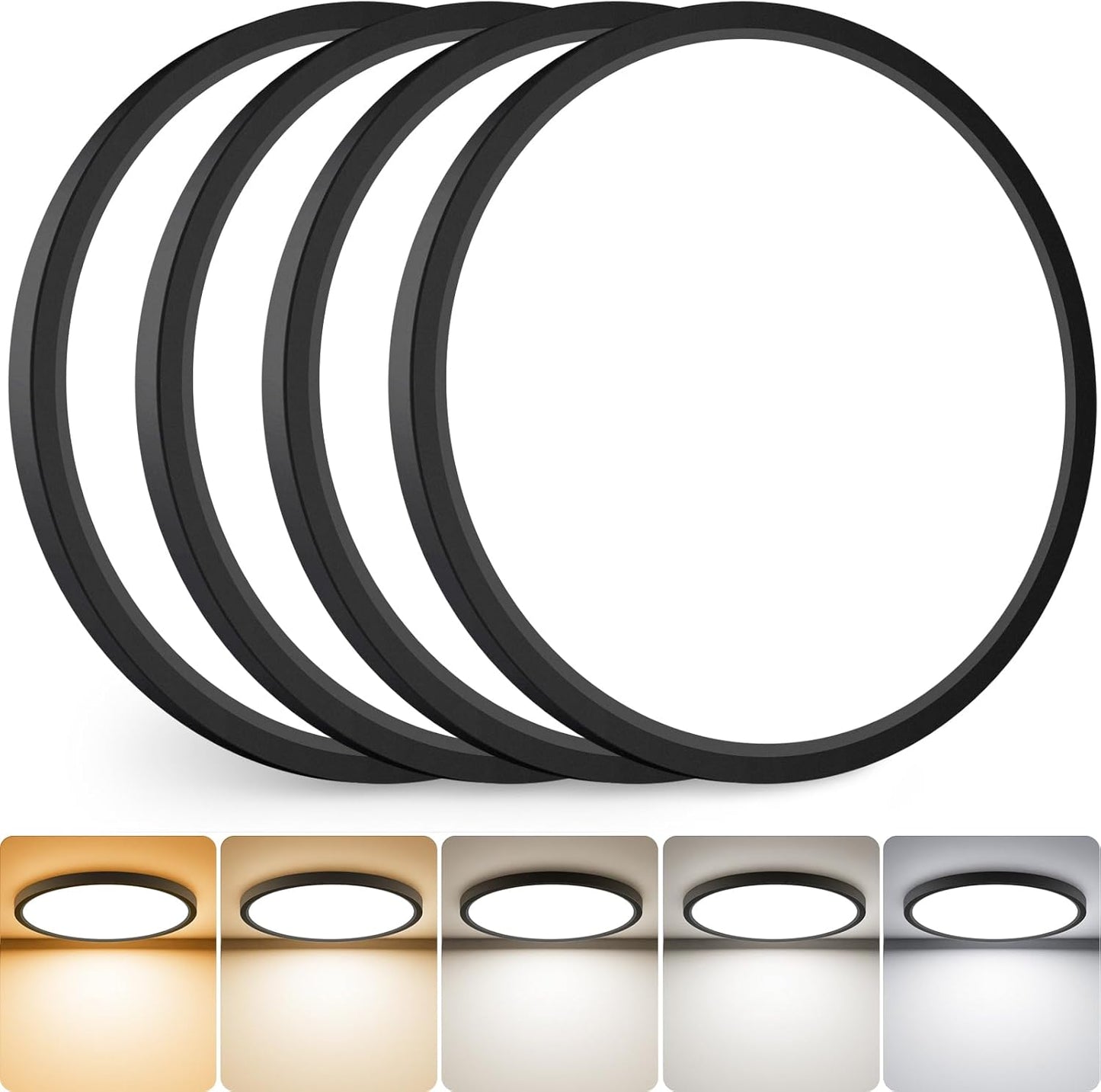 Slochi 4Pack LED Flush Mount Ceiling Light Fixture, 12 in 24W