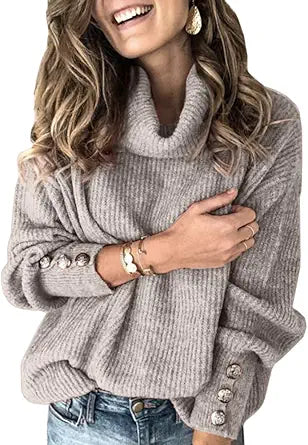 Sovelen Women's Oversized Turtleneck Chunky Pullover Sweater