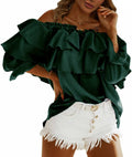 Trendy Off Shoulder Ruffle Blouse for Women - Casual Fashion