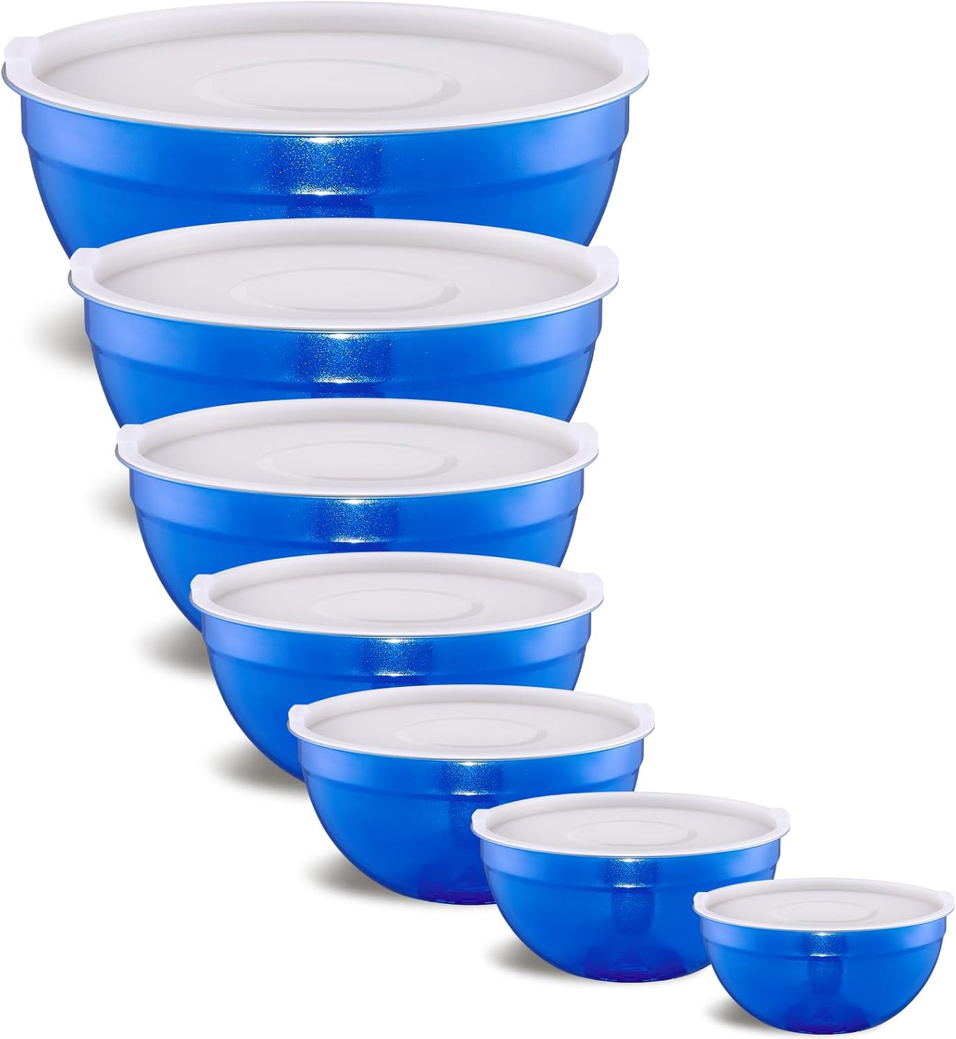 Colorful Blue Mixing Bowls with Airtight Lids for Kitchen Use