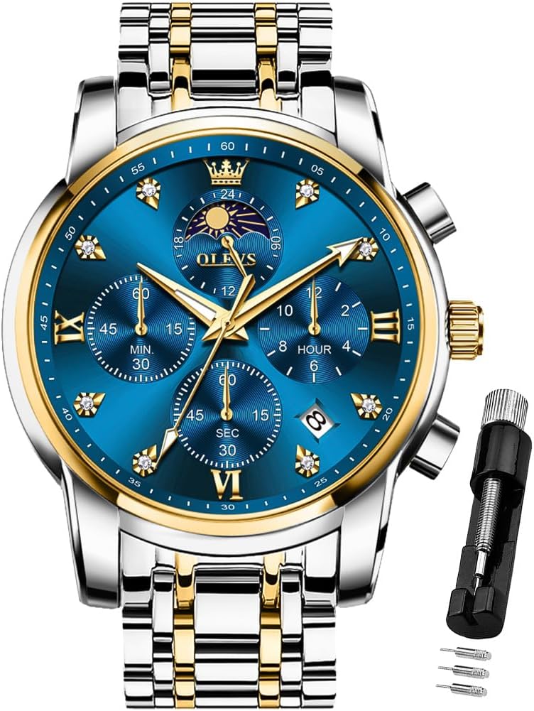 OLEVS Men's Diamond Business Dress Watch: Luxury Casual Timepiece