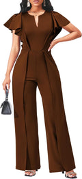 Green Business Jumpsuit for Women - Elegant Long Straight Pants