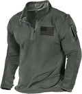 Men's USA Flag 1/4 Zip Pocket Pullover Sweatshirt - Patriotic Casual