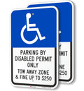 SmartSign Parking By Disabled Permit Only Tow-Away Zone Sign 2-Pack