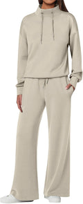 Womens 2 Piece Outfits Sweatsuit Set - Comfortable Wide Leg Tracksuit