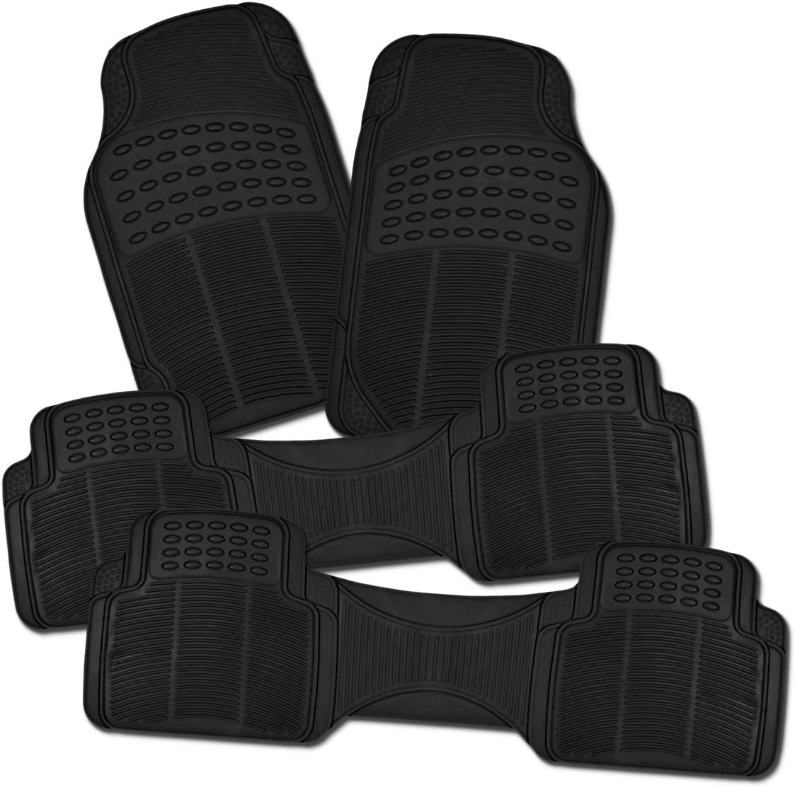 ZONETECH All Weather Rubber Semi Pattern Car Interior Floor Mats