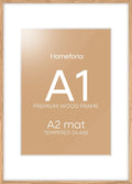 A1 Poster Frame Natural Oak with Mat - Gallery-Grade Tempered Glass