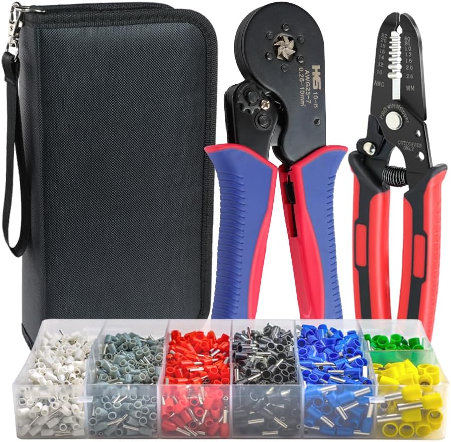 HKS Ferrule Crimping Tool Kit for AWG 23-7 with Wire Stripper