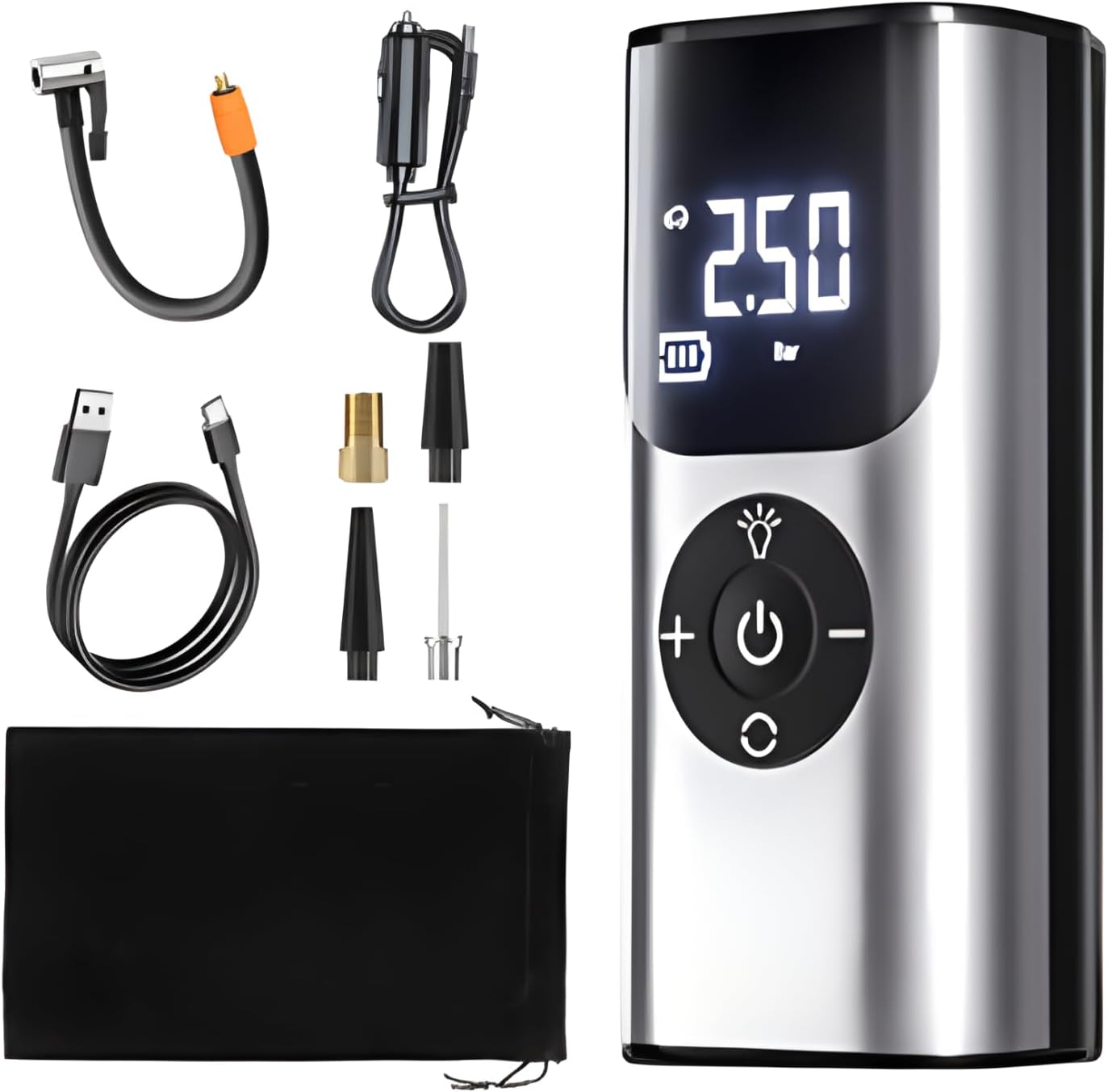 BEACONDESI Silver Tire Inflator | Portable Dual Power 150PSI