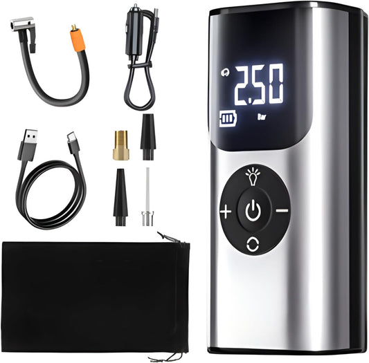 BEACONDESI Silver Tire Inflator | Portable Dual Power 150PSI