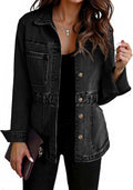 Denim Jacket for Women Distressed Oversized Shacket - Lightweight Fall