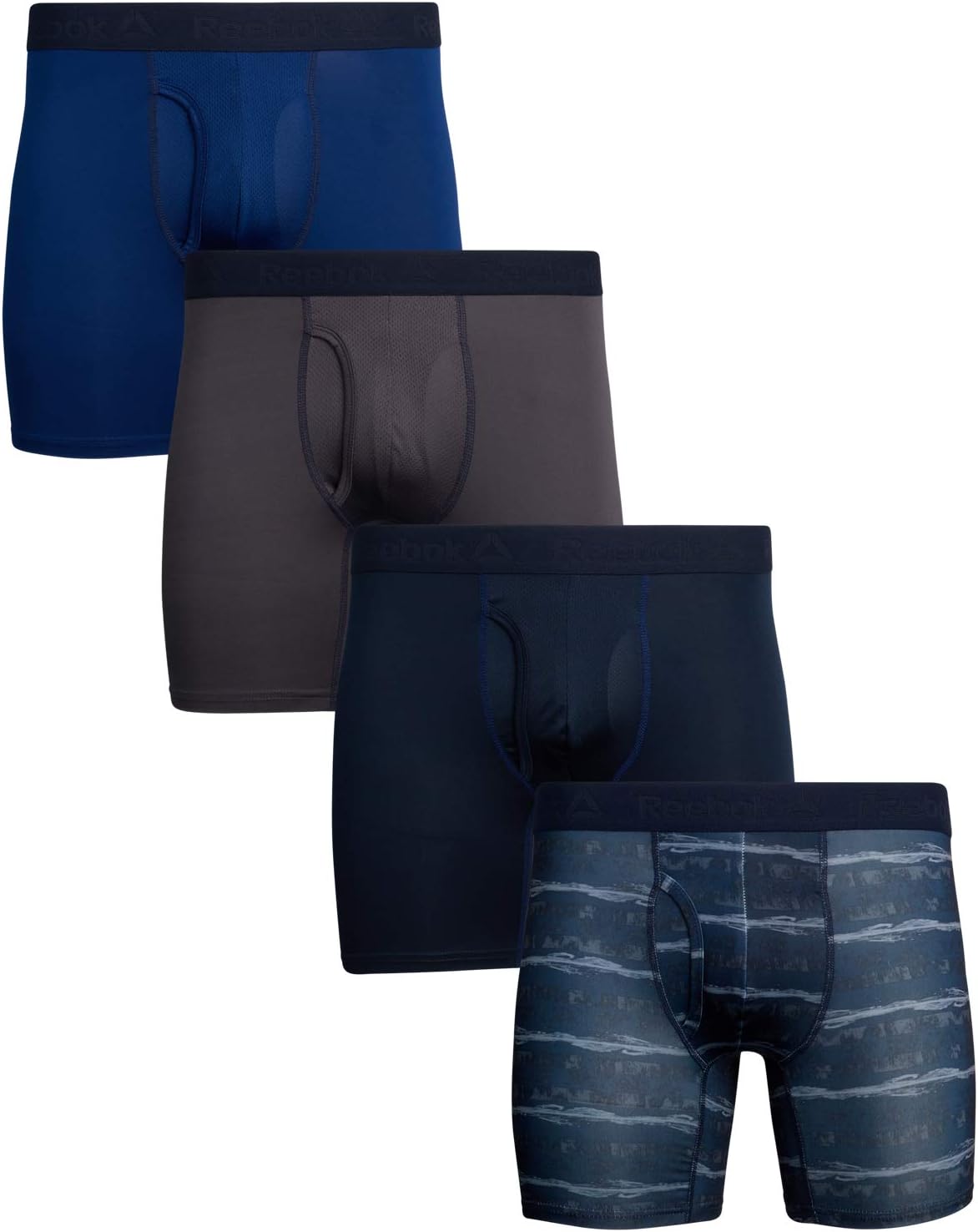 Reebok Mens Boxer Briefs - 4 Pack Stretch Performance Underwear