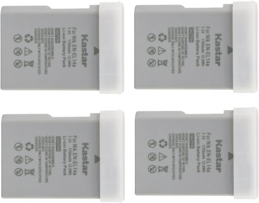 Kastar 4-Pack EN-EL14a Battery Replacement for Nikon Cameras