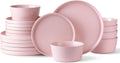 AmorArc Matte Pink Ceramic Dinnerware Set for 6 - Durable Stoneware