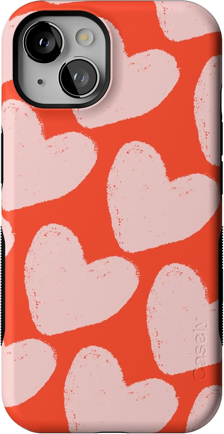 Casely iPhone 13 Case with Heart Doodle Design for Protection