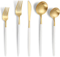 Matte White Gold Silverware Set for 4 - Modern 20-Piece Flatware