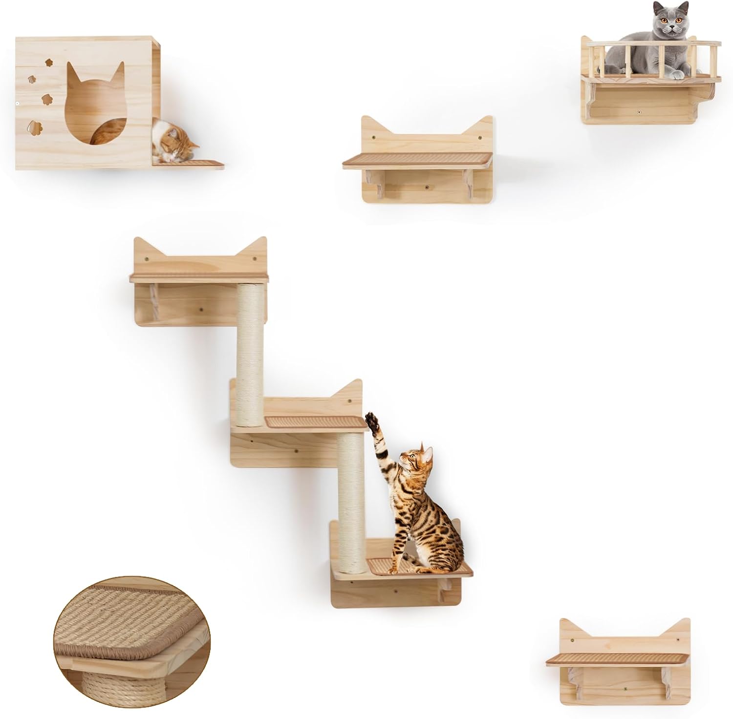 9-Piece Cat Wall Shelves for Large Cats - Stylish and Sturdy