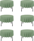 Sage Green 70 in Round Tablecloths 6 Pack - Washable Event Linens