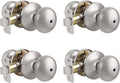Probrico Privacy Door Knobs with Lock 4 Pack - Classic Brushed Nickel