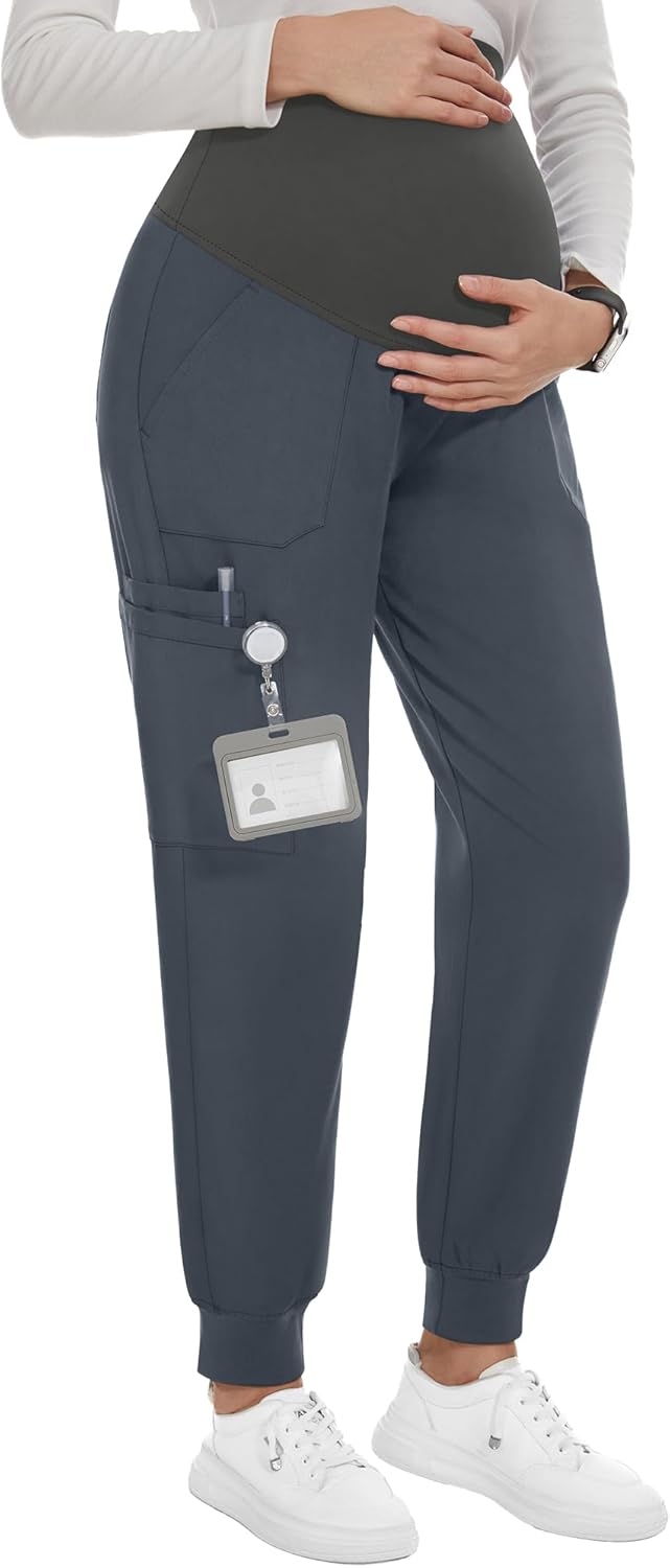 PACBREEZE Women's Maternity Scrubs with 6 Pockets for Comfort