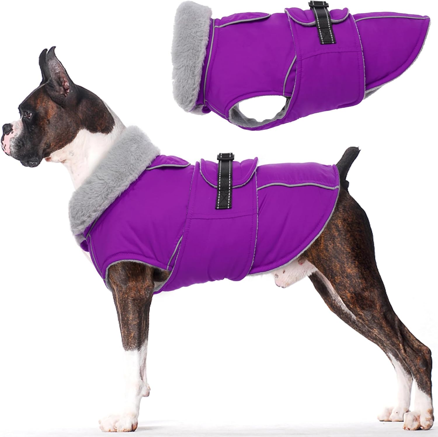 Lelepet Warm Dog Coat Reflective Fleece Vest for Cold Weather