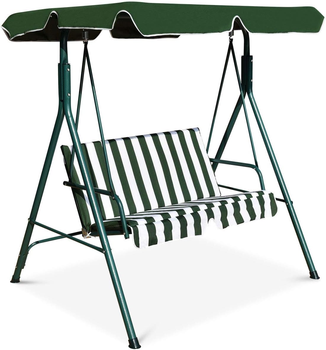 Tangkula 2 Person Porch Swing with Adjustable Canopy for Outdoors