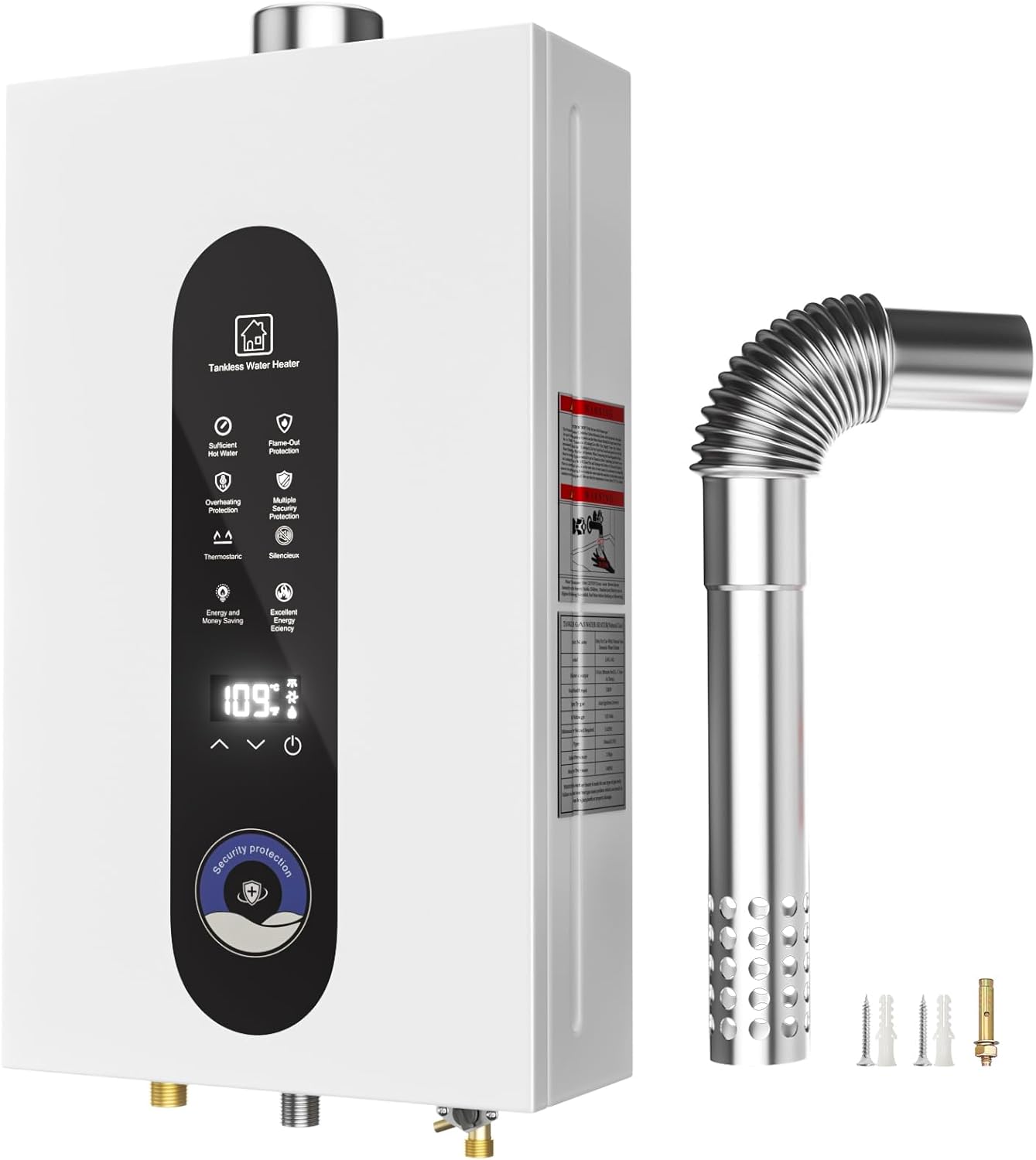 Natural Gas Tankless Water Heater with Digital Display and Safety