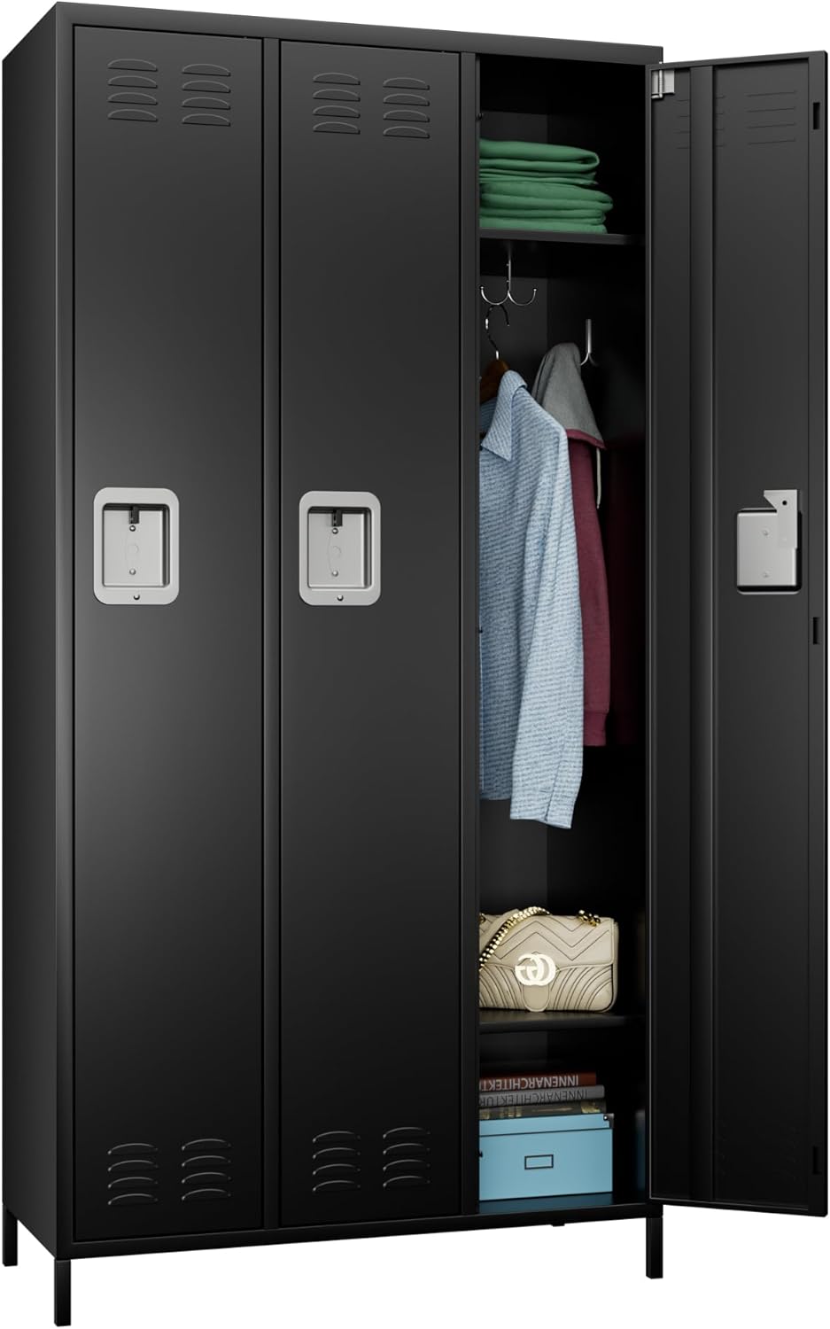 Aobabo Metal Locker for Storage: 3 Doors for Home and Office