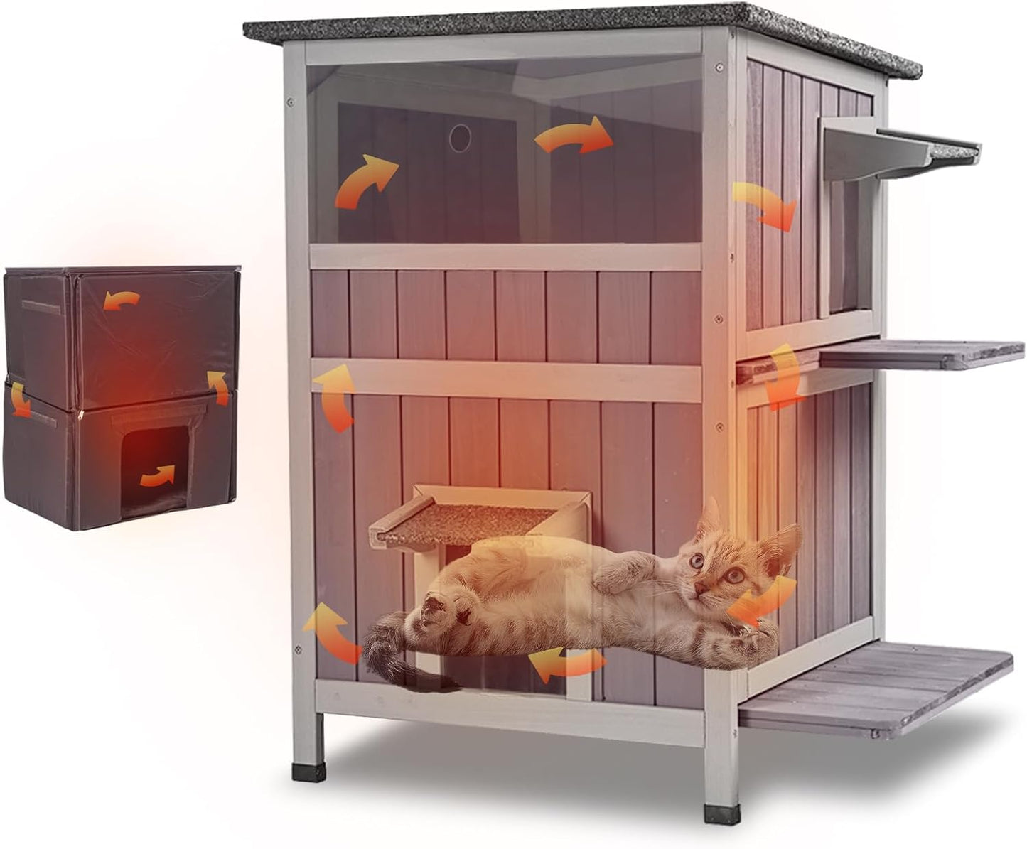 GUTINNEEN Insulated Cat House Outdoor Weatherproof Shelter