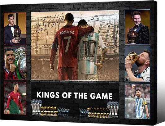 Framed Superstar Messi And Cristiano Ronaldo Signed Poster For Kids
