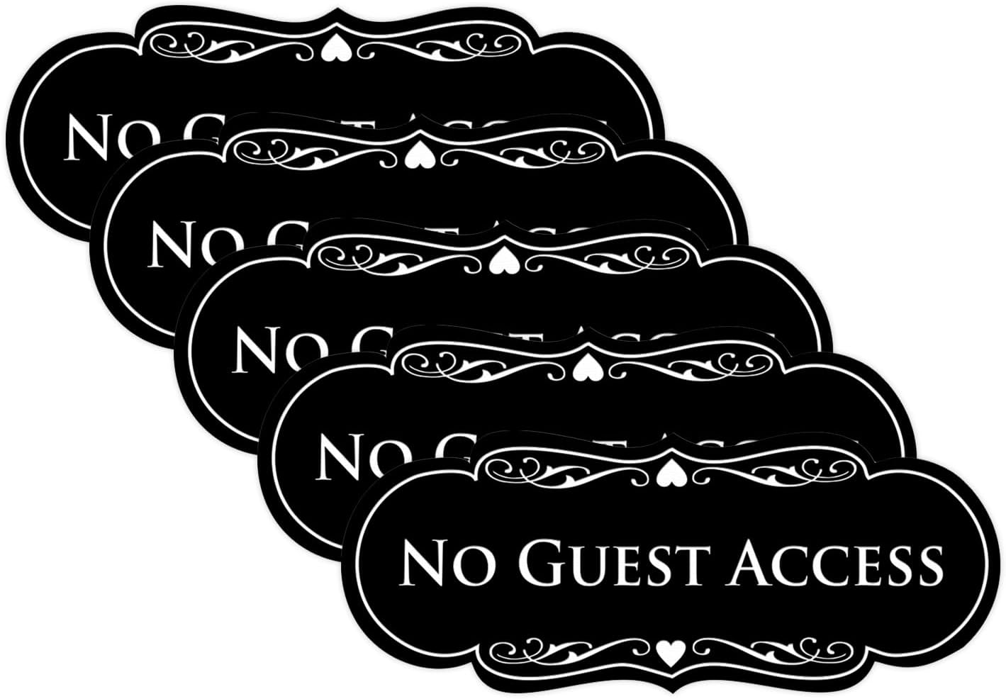 No Guest Access Wall or Door Sign - Durable Plastic 5 Pack