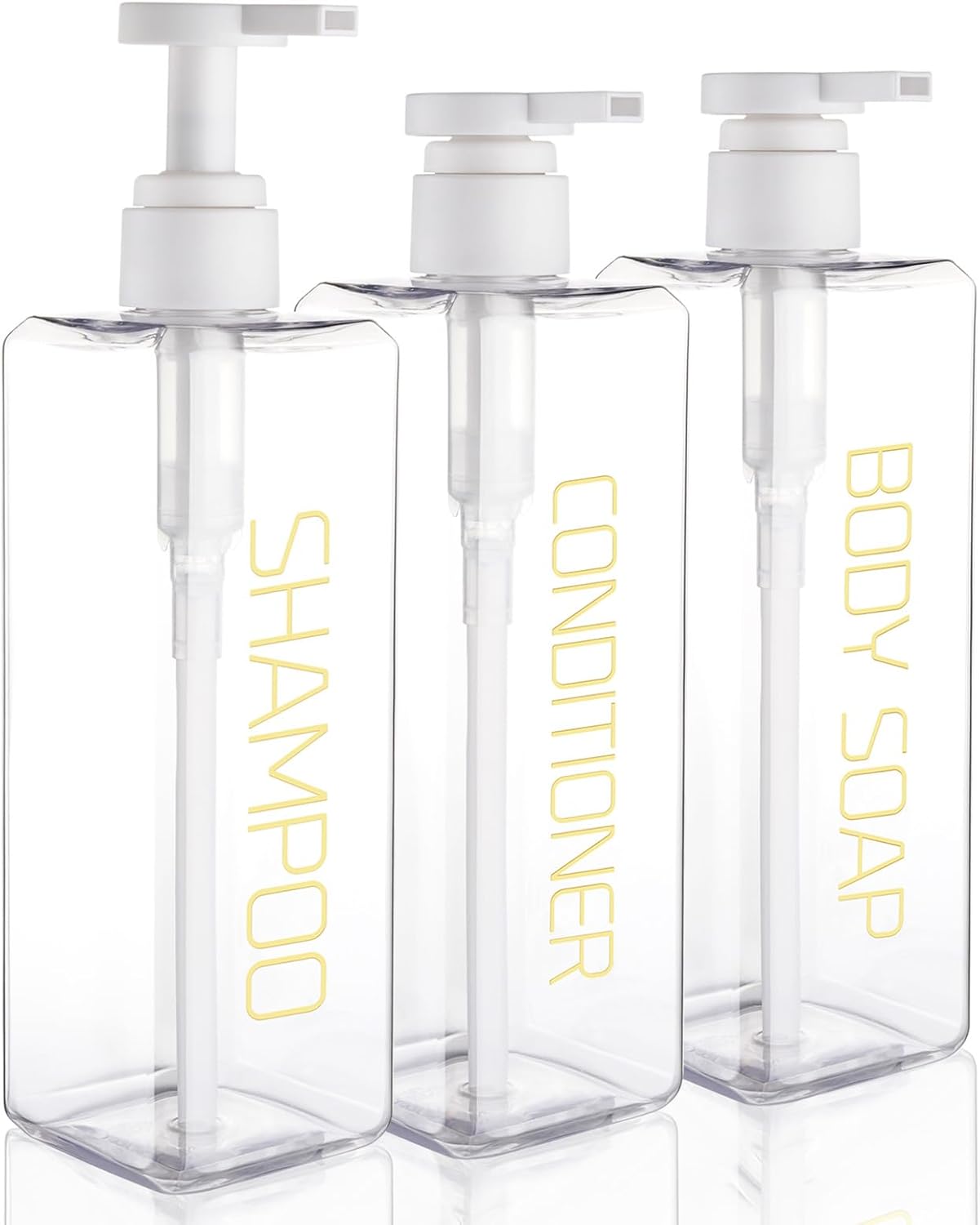 Hethyo Refillable Shower Dispensers 3 Pack - Stylish Labels for Organized Bath