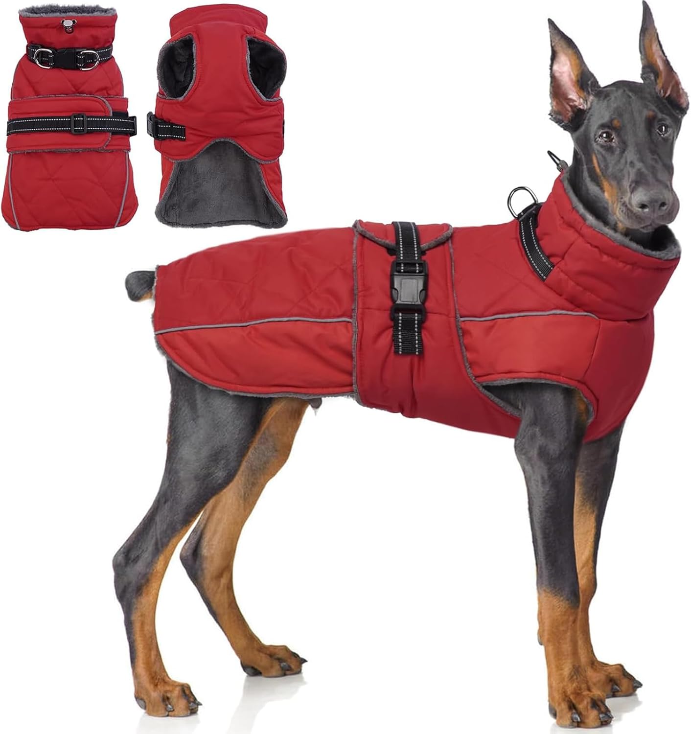 QBLEEV Warm Dog Jacket - Reflective Adjustable Winter Coat