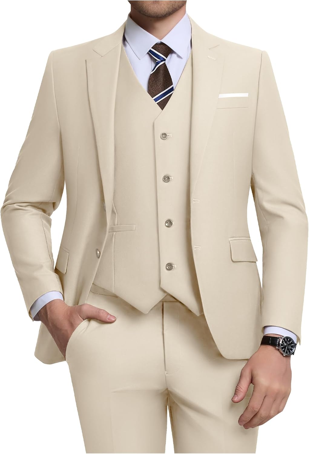 Men's 3 Piece Slim Fit Suit Set for Weddings and Business Events
