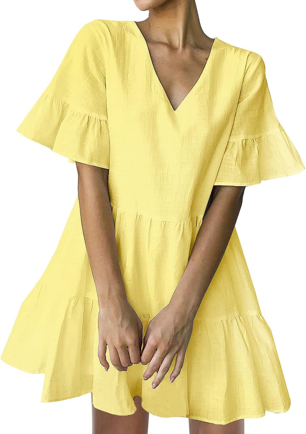 Cute V Neck Shift Dress with Pockets for Summer Fun