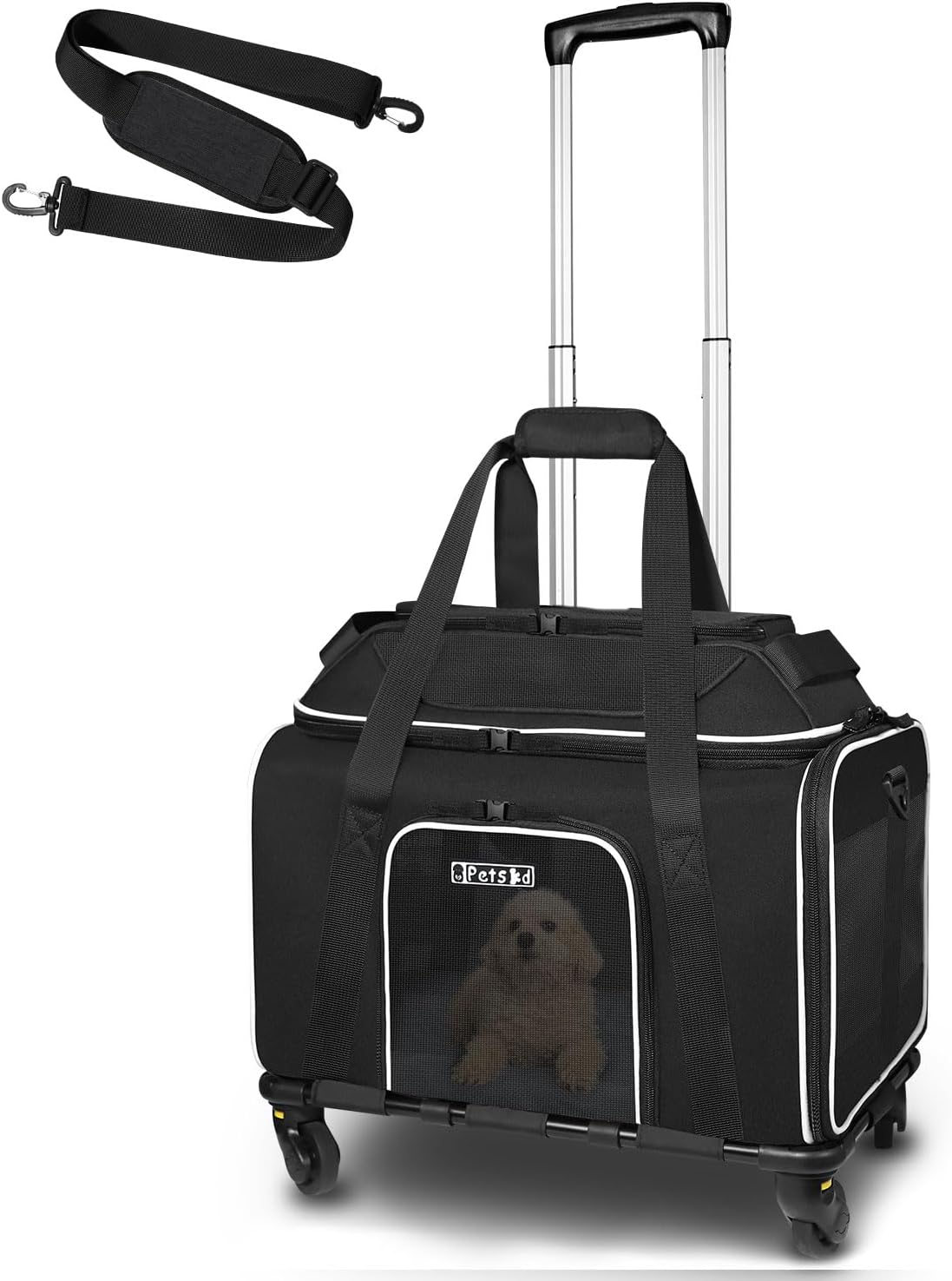 Petskd Top-Expandable Pet Carrier with Wheels for Small Pets