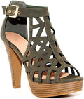 Open Toe Ankle Strap Sandal for Women - Chunky Stacked Heel 4.5in
