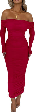 PRETTYGARDEN Off The Shoulder Maxi Dress - Flattering Fall Fit Night
