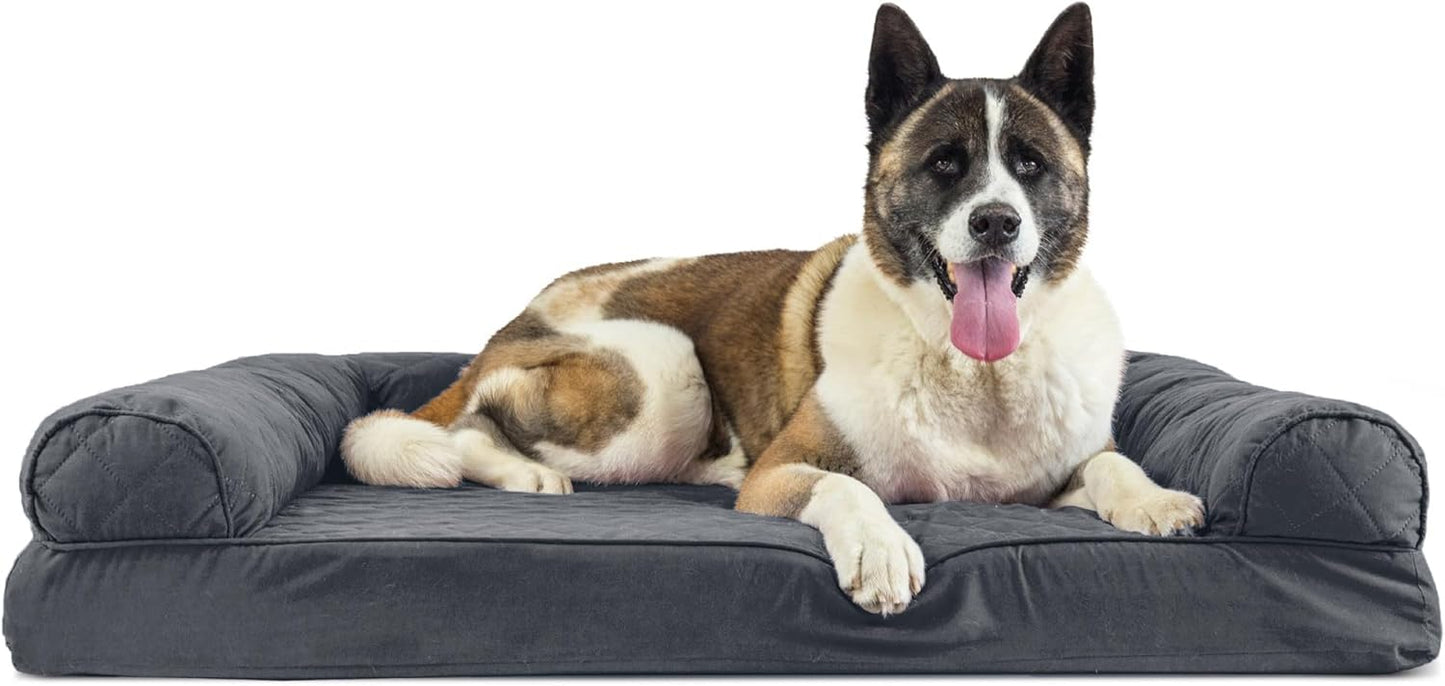Furhaven Memory Foam Dog Bed for Large Dogs with Bolsters